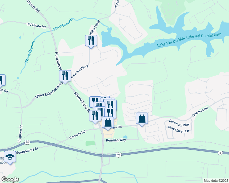 map of restaurants, bars, coffee shops, grocery stores, and more near 2644 3 Wood Drive in Villa Rica