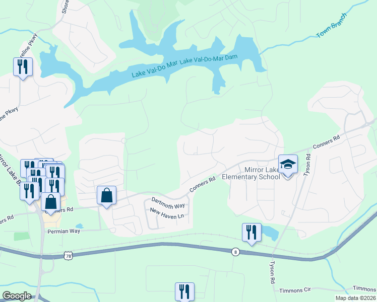 map of restaurants, bars, coffee shops, grocery stores, and more near 5006 Cambridge Lane in Villa Rica
