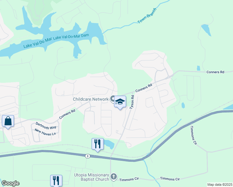 map of restaurants, bars, coffee shops, grocery stores, and more near 802 Tupelo Way in Villa Rica