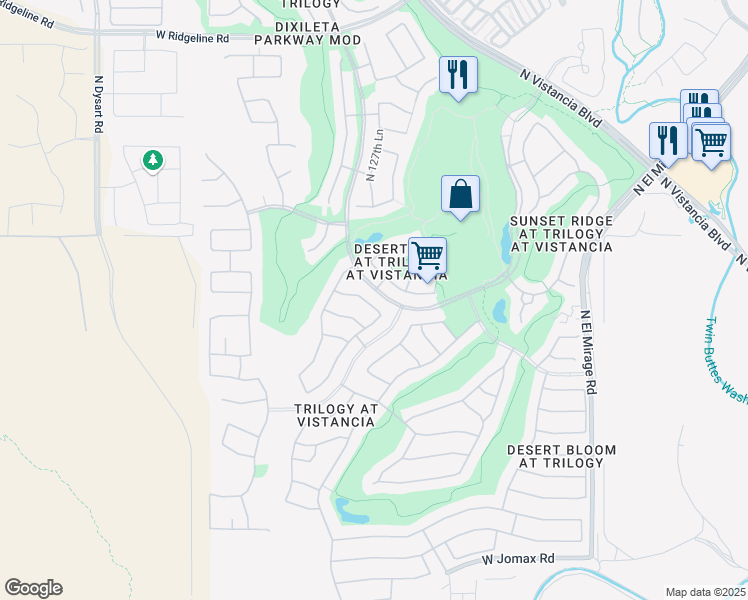 map of restaurants, bars, coffee shops, grocery stores, and more near 12976 West Kokopelli Drive in Peoria