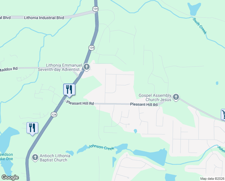 map of restaurants, bars, coffee shops, grocery stores, and more near 1815 Nicole Lane in Lithonia