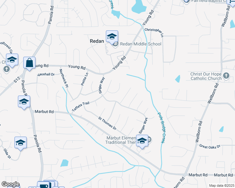 map of restaurants, bars, coffee shops, grocery stores, and more near 5750 Taffeta Court in Lithonia