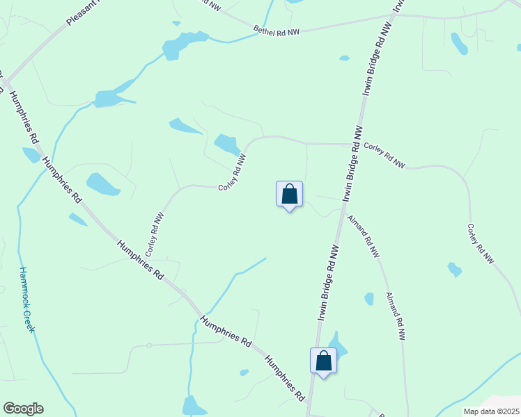 map of restaurants, bars, coffee shops, grocery stores, and more near 1188 Corley Road Northwest in Conyers