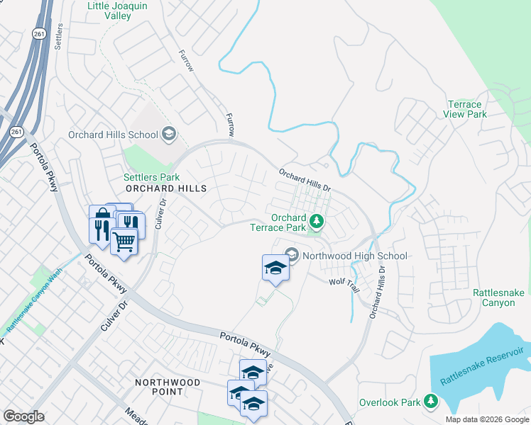 map of restaurants, bars, coffee shops, grocery stores, and more near 151 Rodeo in Irvine