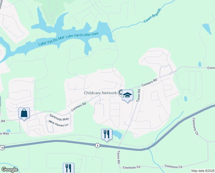 map of restaurants, bars, coffee shops, grocery stores, and more near 108 Fountain Oak in Villa Rica