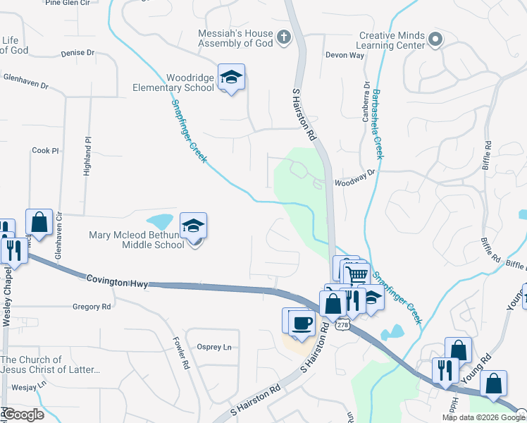 map of restaurants, bars, coffee shops, grocery stores, and more near 1917 Manhattan Parkway in Decatur