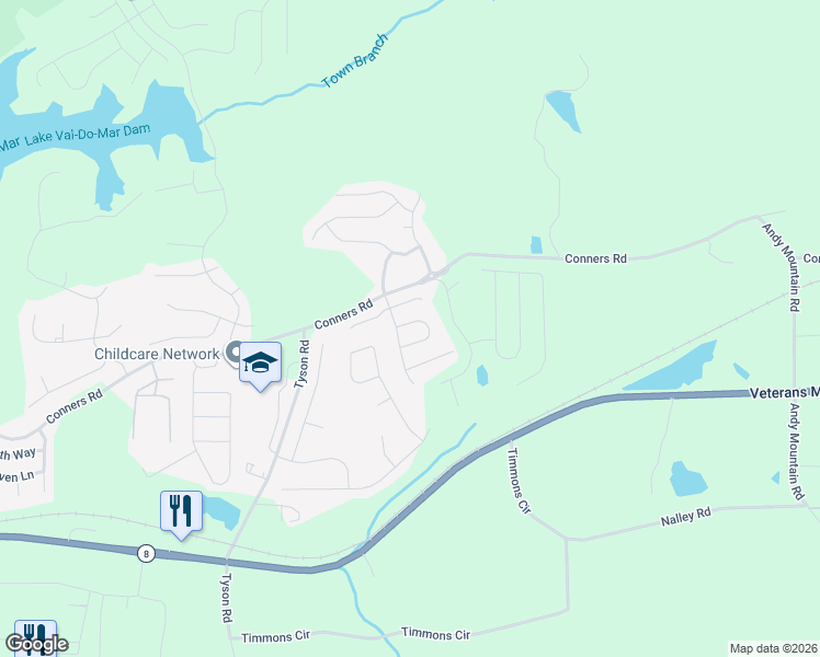 map of restaurants, bars, coffee shops, grocery stores, and more near 4005 Shaded Oasis Lane in Villa Rica