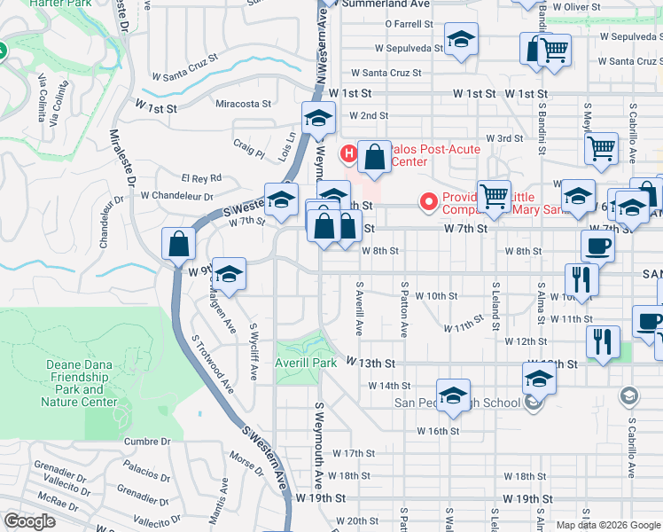 map of restaurants, bars, coffee shops, grocery stores, and more near 1440 West 9th Street in Los Angeles