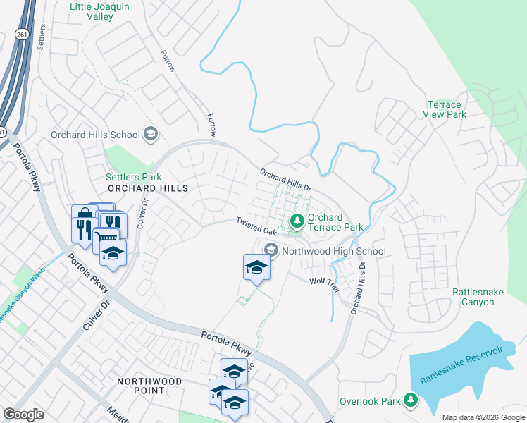 map of restaurants, bars, coffee shops, grocery stores, and more near 151 Rodeo in Irvine