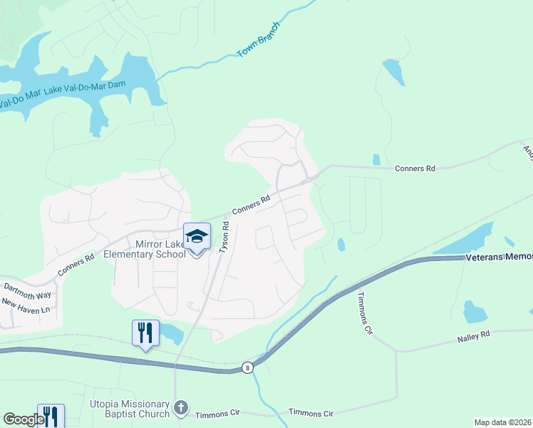map of restaurants, bars, coffee shops, grocery stores, and more near 1003 Rolling Meadows Road in Villa Rica