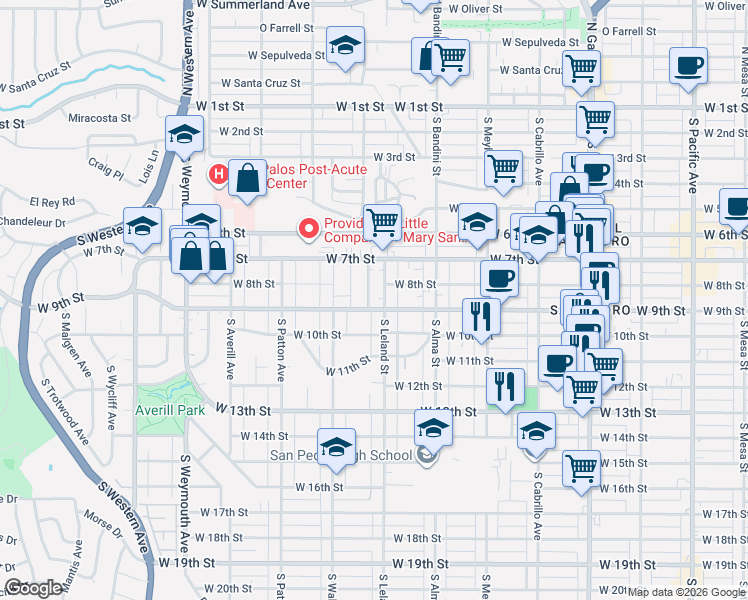 map of restaurants, bars, coffee shops, grocery stores, and more near 826 Oro Terrace in Los Angeles