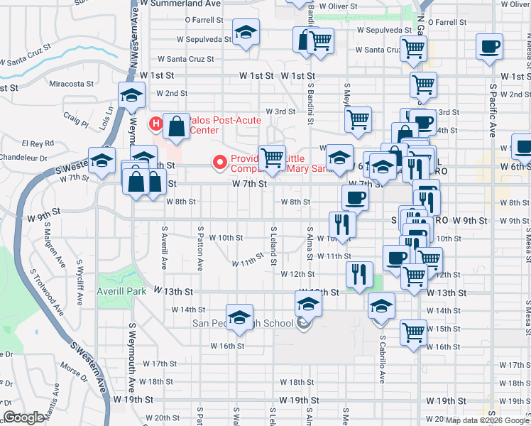 map of restaurants, bars, coffee shops, grocery stores, and more near 826 Oro Terrace in Los Angeles