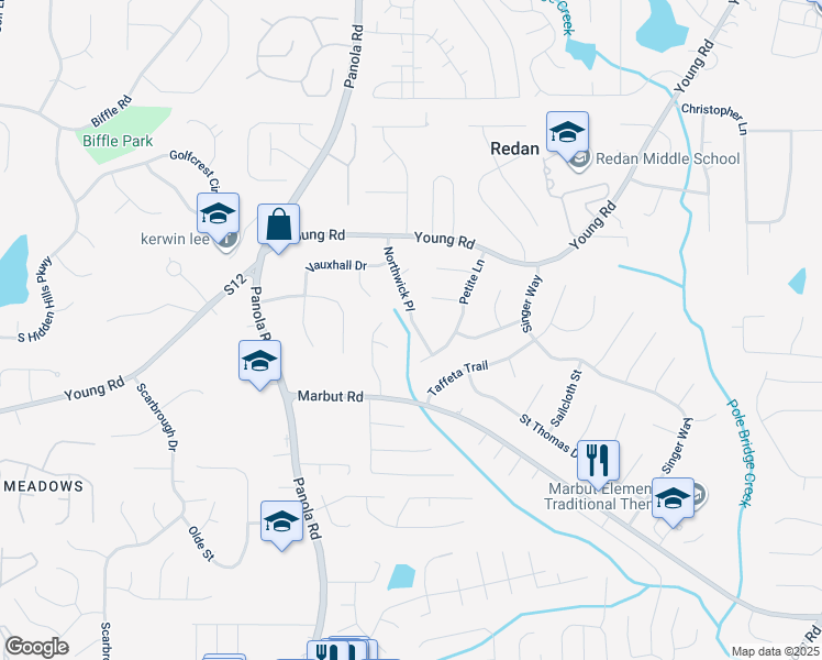 map of restaurants, bars, coffee shops, grocery stores, and more near 1833 Northwick Place in Lithonia