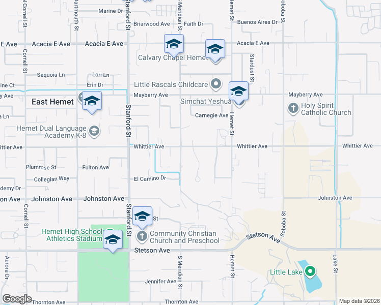map of restaurants, bars, coffee shops, grocery stores, and more near 26555 Lore Heights Court in Hemet
