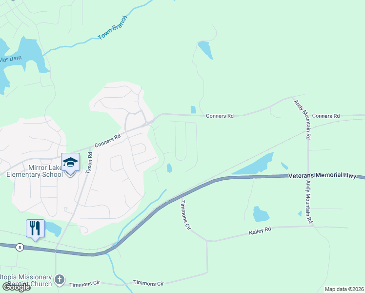 map of restaurants, bars, coffee shops, grocery stores, and more near 622 Mackenzie Cove in Villa Rica