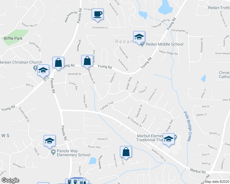 map of restaurants, bars, coffee shops, grocery stores, and more near 1893 Gingham Way in Lithonia