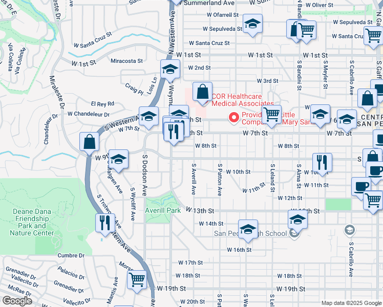 map of restaurants, bars, coffee shops, grocery stores, and more near 817 South Averill Avenue in Los Angeles