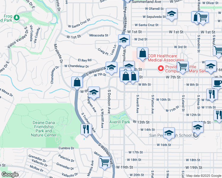 map of restaurants, bars, coffee shops, grocery stores, and more near 901 South Ellery Drive in Los Angeles