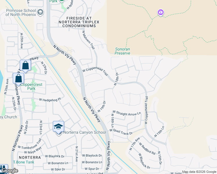 map of restaurants, bars, coffee shops, grocery stores, and more near 1828 West Black Hill Road in Phoenix
