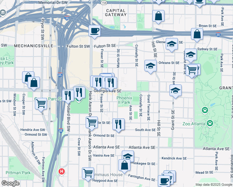 map of restaurants, bars, coffee shops, grocery stores, and more near in Atlanta