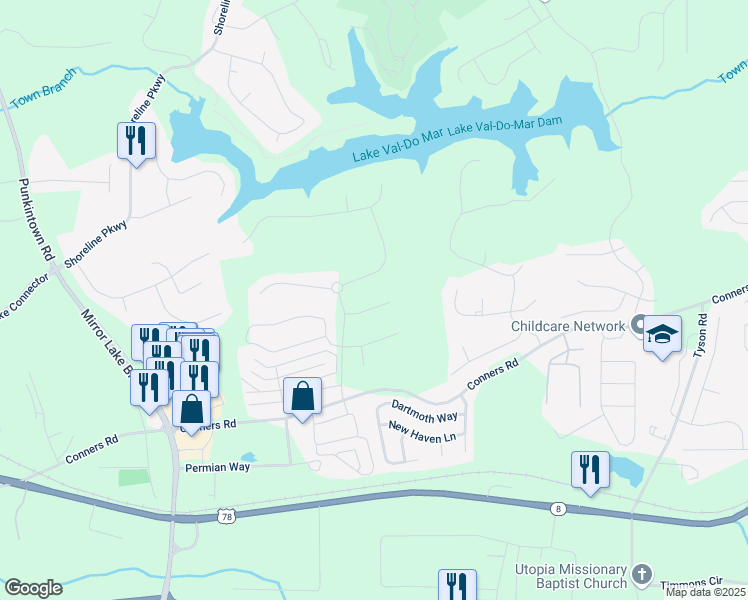 map of restaurants, bars, coffee shops, grocery stores, and more near 1007 Fairway 7 in Villa Rica