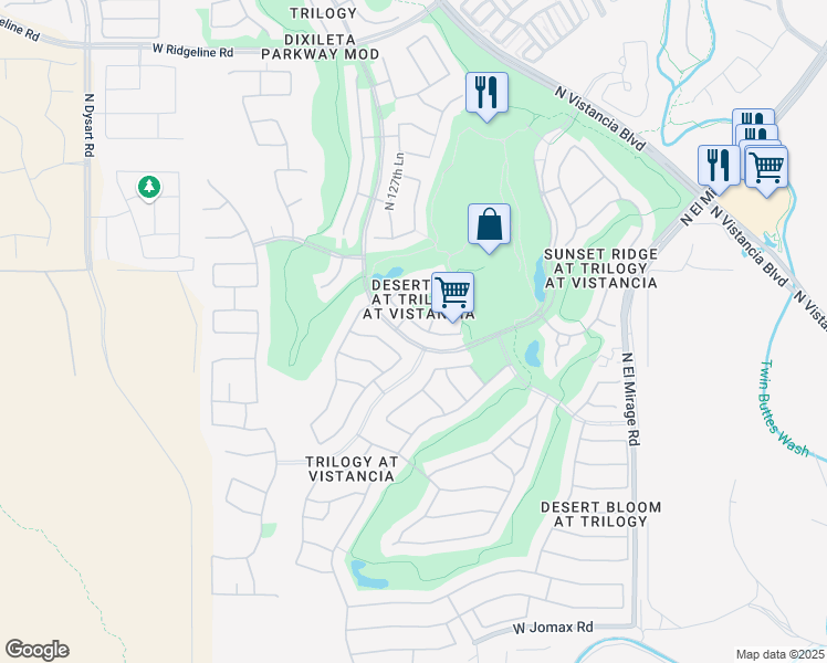 map of restaurants, bars, coffee shops, grocery stores, and more near 12976 West Kokopelli Drive in Peoria
