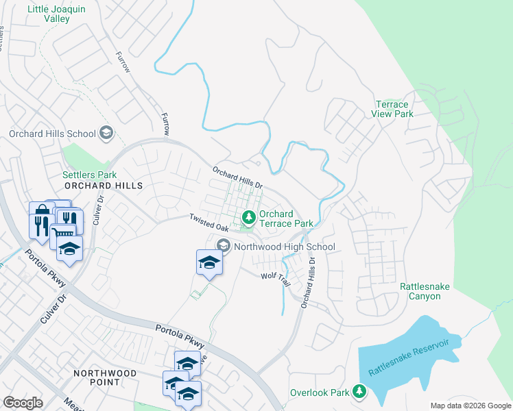 map of restaurants, bars, coffee shops, grocery stores, and more near 165 Working Ranch in Irvine