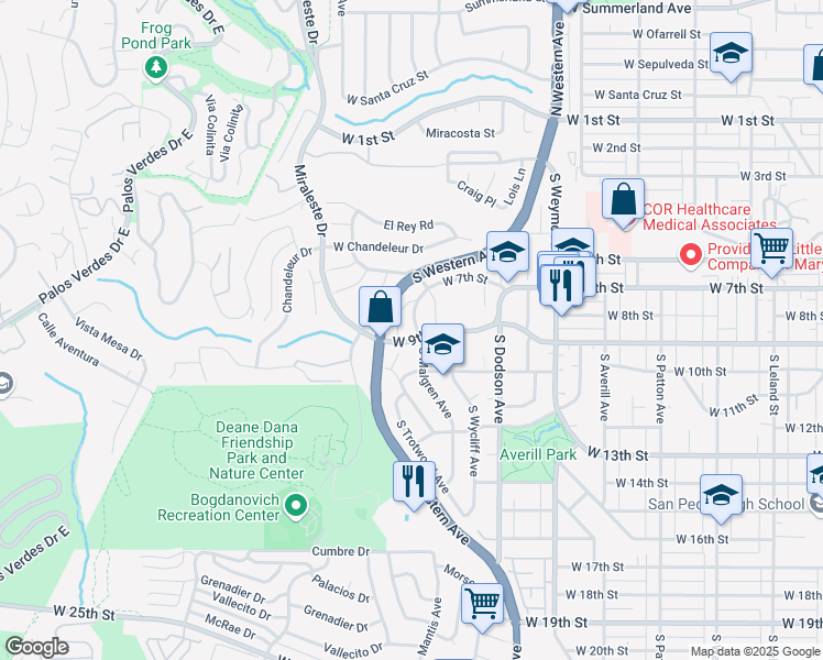 map of restaurants, bars, coffee shops, grocery stores, and more near 745 South Malgren Avenue in Los Angeles