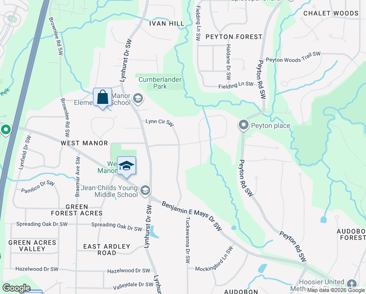 map of restaurants, bars, coffee shops, grocery stores, and more near 700 Lynn Circle Southwest in Atlanta
