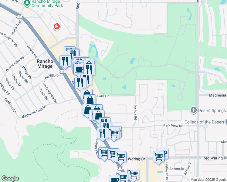 map of restaurants, bars, coffee shops, grocery stores, and more near 32 Calle Encinitas in Rancho Mirage