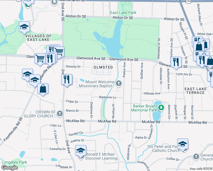 map of restaurants, bars, coffee shops, grocery stores, and more near 1858 Delphine Drive in Decatur
