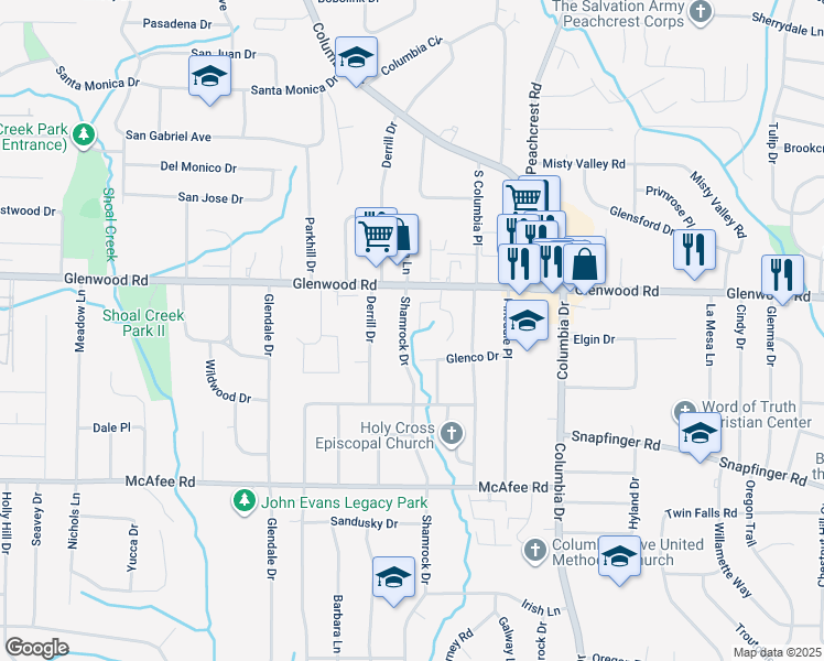 map of restaurants, bars, coffee shops, grocery stores, and more near 1862 Shamrock Dr in Decatur