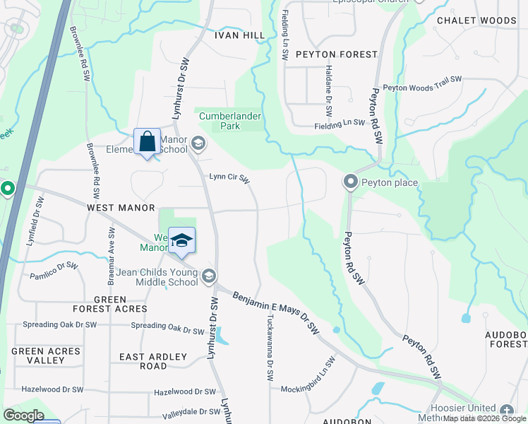 map of restaurants, bars, coffee shops, grocery stores, and more near 700 Lynn Circle Southwest in Atlanta