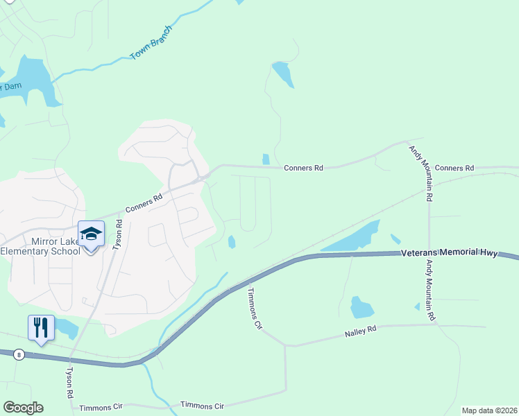map of restaurants, bars, coffee shops, grocery stores, and more near 8915 Conners Road in Villa Rica