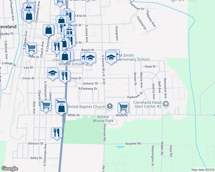 map of restaurants, bars, coffee shops, grocery stores, and more near 904 Kennedy Cove in Cleveland