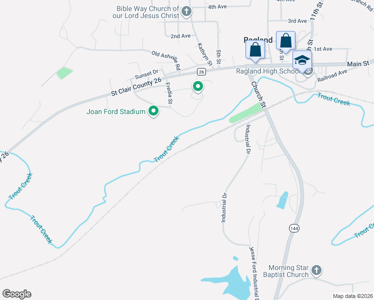 map of restaurants, bars, coffee shops, grocery stores, and more near in Ragland