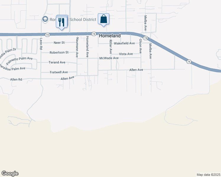 map of restaurants, bars, coffee shops, grocery stores, and more near Monroe Lane in Homeland