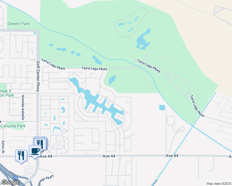 map of restaurants, bars, coffee shops, grocery stores, and more near 43002 Traccia Way in Indio
