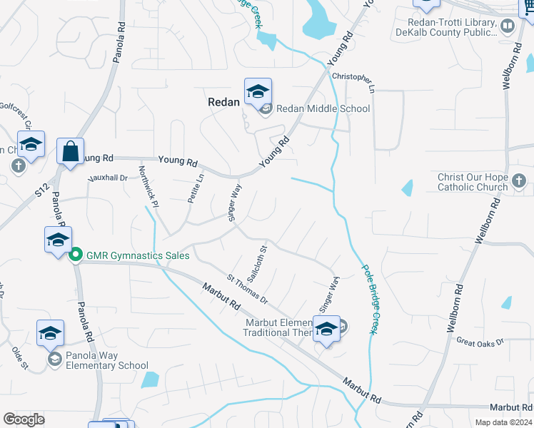 map of restaurants, bars, coffee shops, grocery stores, and more near 5757 Taffeta Court in Lithonia