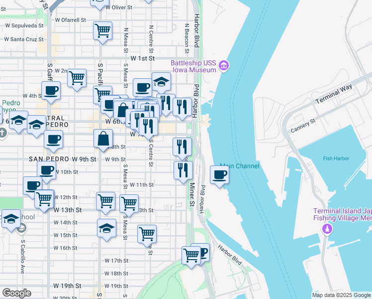 map of restaurants, bars, coffee shops, grocery stores, and more near in Los Angeles