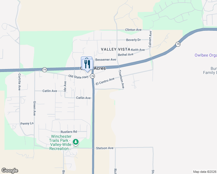 map of restaurants, bars, coffee shops, grocery stores, and more near 33604 Catlin Avenue in Hemet