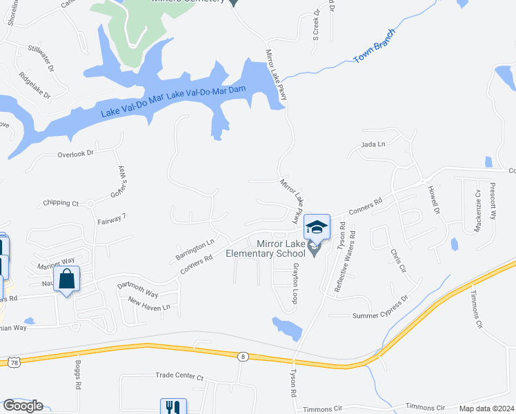 map of restaurants, bars, coffee shops, grocery stores, and more near 211 Eagles Flight in Villa Rica