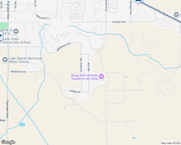 map of restaurants, bars, coffee shops, grocery stores, and more near 26530 Rim Road in Hemet