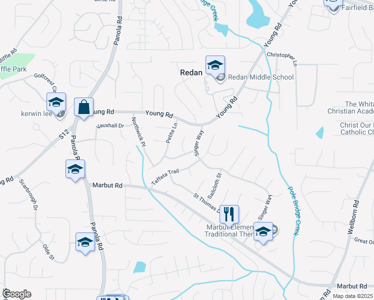 map of restaurants, bars, coffee shops, grocery stores, and more near 1860 Gingham Way in Lithonia