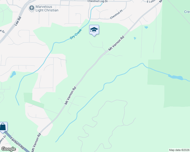 map of restaurants, bars, coffee shops, grocery stores, and more near 2446 Mount Vernon Road in Lithia Springs