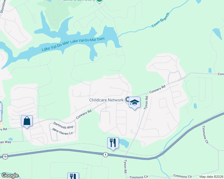 map of restaurants, bars, coffee shops, grocery stores, and more near 108 Fountain Oak in Villa Rica
