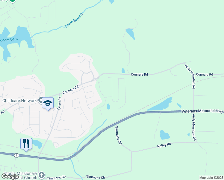 map of restaurants, bars, coffee shops, grocery stores, and more near Mackenzie Cove in Villa Rica