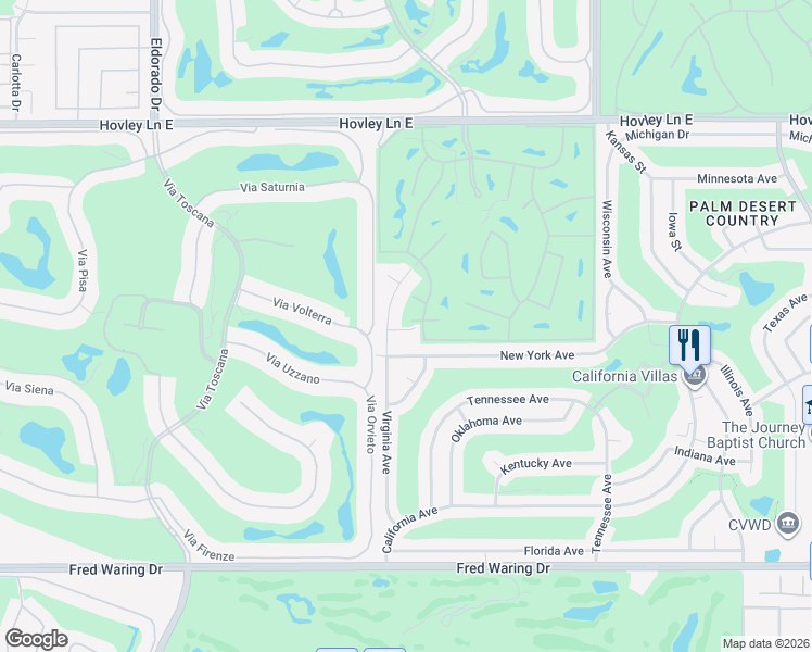 map of restaurants, bars, coffee shops, grocery stores, and more near 76579 Sheba Way in Palm Desert