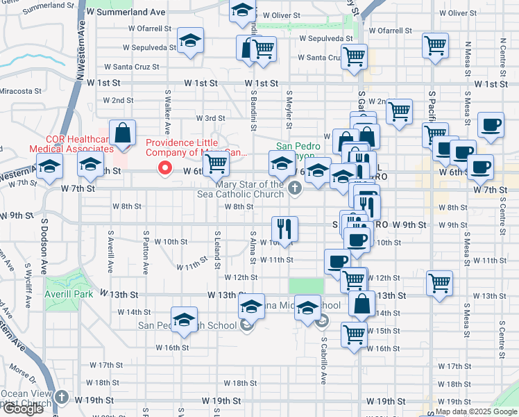 map of restaurants, bars, coffee shops, grocery stores, and more near 827 South Alma Street in Los Angeles