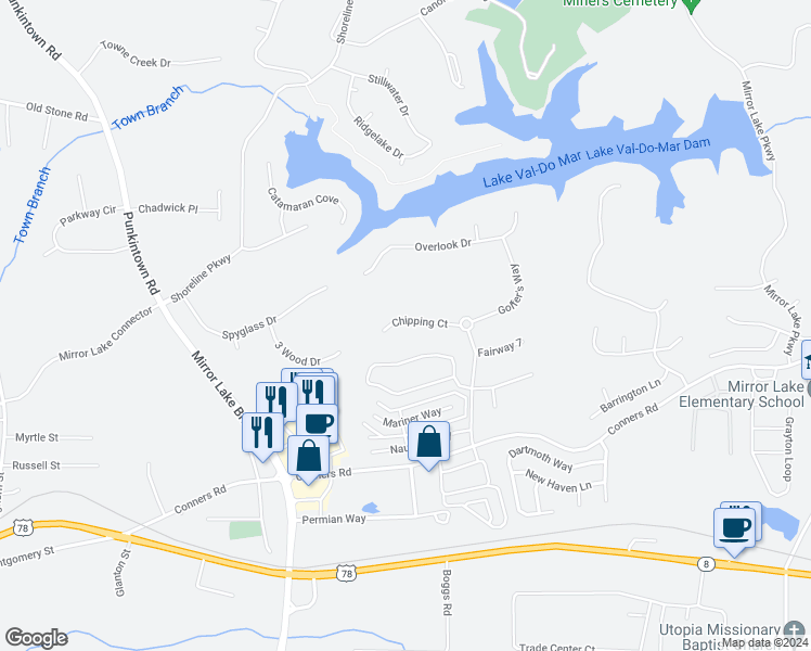 map of restaurants, bars, coffee shops, grocery stores, and more near 2591 Chipping Court in Villa Rica